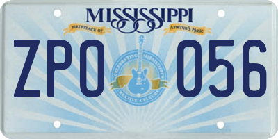 MS license plate ZPO056
