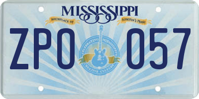 MS license plate ZPO057
