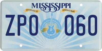 MS license plate ZPO060