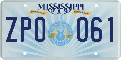 MS license plate ZPO061