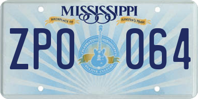 MS license plate ZPO064