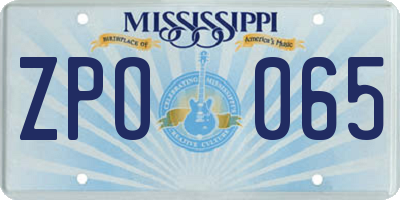 MS license plate ZPO065