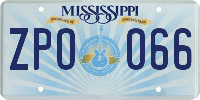 MS license plate ZPO066