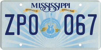 MS license plate ZPO067