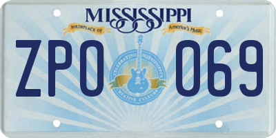 MS license plate ZPO069