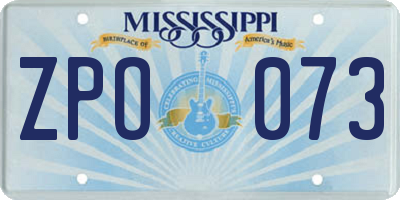 MS license plate ZPO073