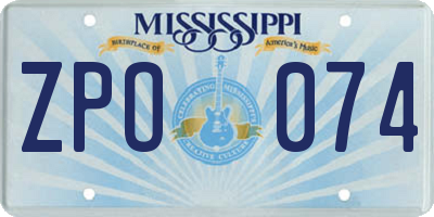 MS license plate ZPO074
