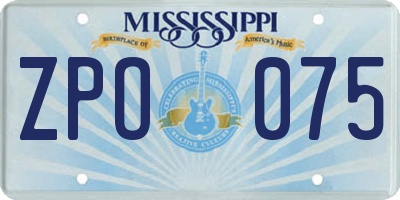 MS license plate ZPO075