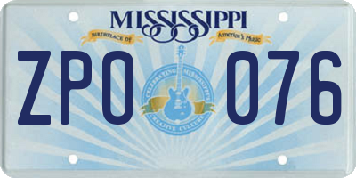 MS license plate ZPO076