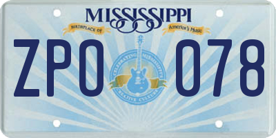 MS license plate ZPO078
