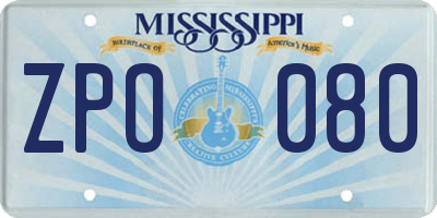 MS license plate ZPO080