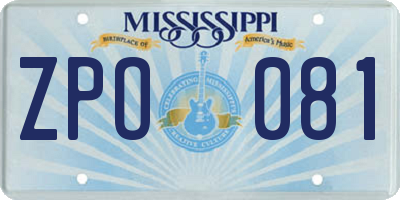MS license plate ZPO081