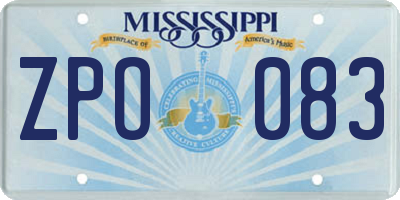 MS license plate ZPO083