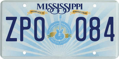 MS license plate ZPO084
