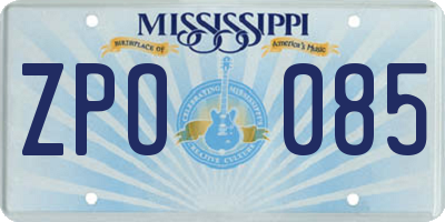 MS license plate ZPO085