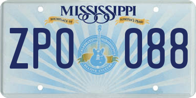 MS license plate ZPO088