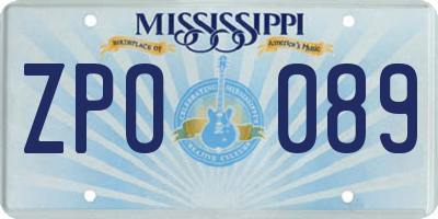 MS license plate ZPO089