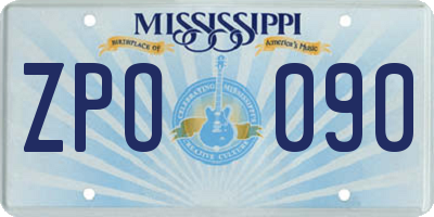 MS license plate ZPO090