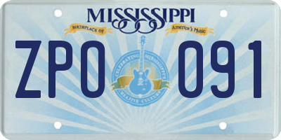 MS license plate ZPO091