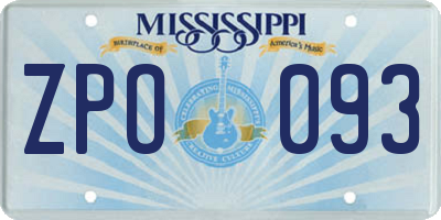 MS license plate ZPO093