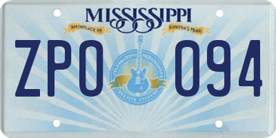 MS license plate ZPO094