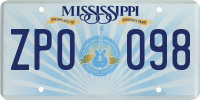 MS license plate ZPO098