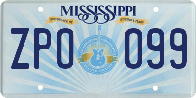MS license plate ZPO099