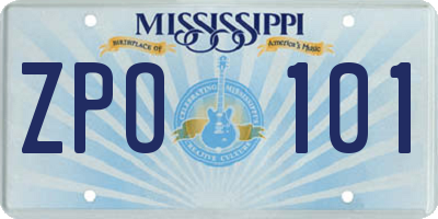 MS license plate ZPO101