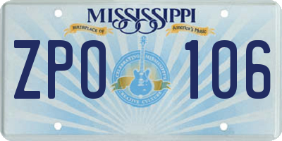 MS license plate ZPO106