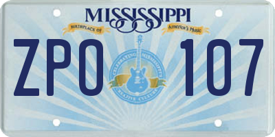 MS license plate ZPO107