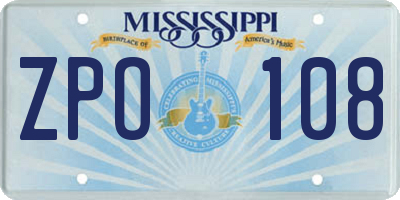 MS license plate ZPO108