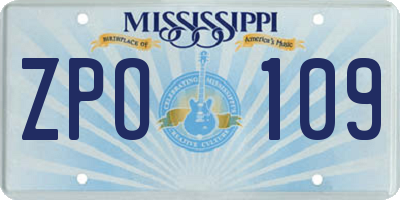 MS license plate ZPO109
