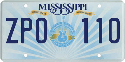 MS license plate ZPO110