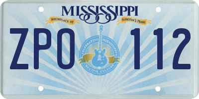 MS license plate ZPO112