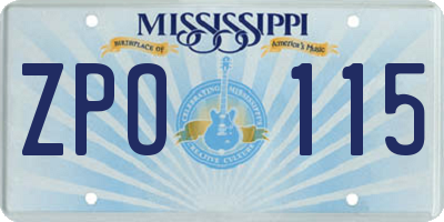 MS license plate ZPO115