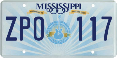 MS license plate ZPO117