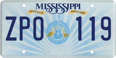 MS license plate ZPO119