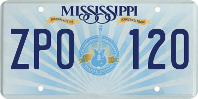 MS license plate ZPO120