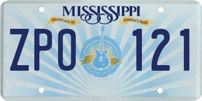 MS license plate ZPO121