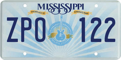 MS license plate ZPO122