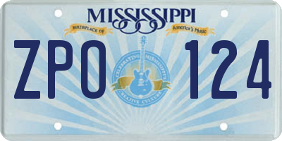 MS license plate ZPO124