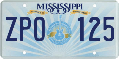 MS license plate ZPO125