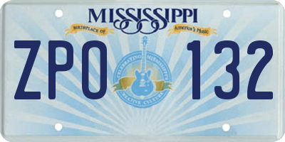 MS license plate ZPO132