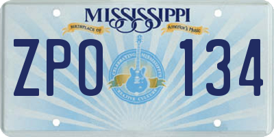 MS license plate ZPO134