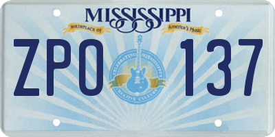MS license plate ZPO137
