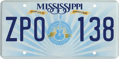 MS license plate ZPO138