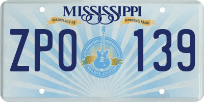 MS license plate ZPO139