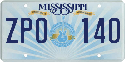 MS license plate ZPO140