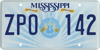 MS license plate ZPO142