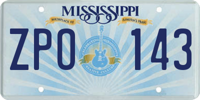 MS license plate ZPO143